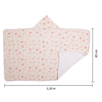 Toalha De Banho Bebê Soft Com Capuz Folhagem Rosa Papi