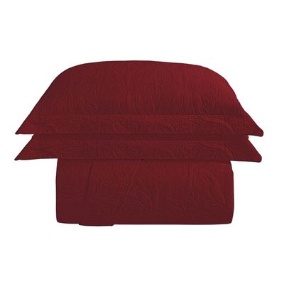 Cobre Leito Colcha Casal Domus Dupla Face 03 Peças - Vermelho - 100% Poliéster