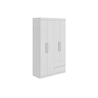 Guarda Roupa Solteiro 4 Portas E 2 Gavetas Zeus Branco - Lopas