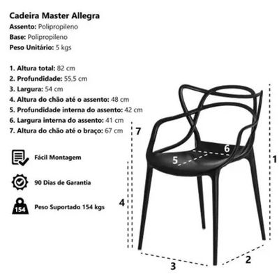 Cadeira Allegra Preta Sala Cozinha Jantar