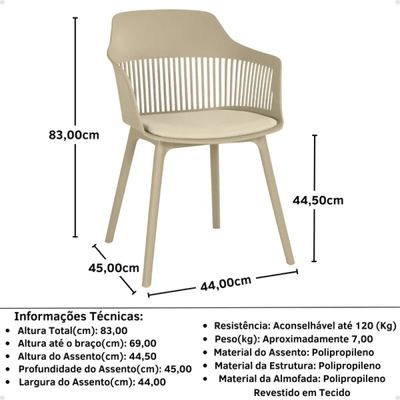 Cadeira De Jantar Montreal Marcela Design Moderno Liso Nude