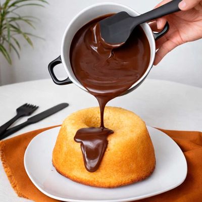 Colher Espatula e Pincel Silicone Preto Confeitaria 3un