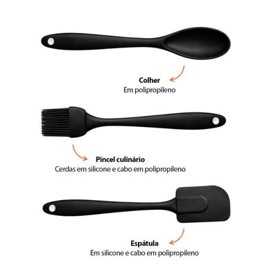 Espatula Chanfrada Colher Pincel Silicone Confeitaria 4un