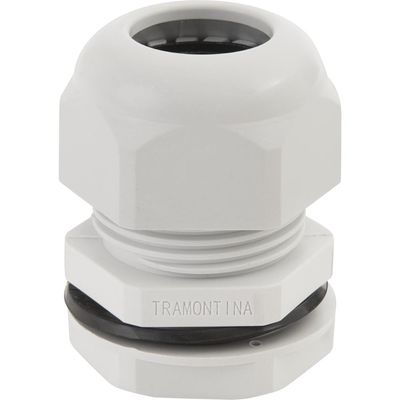 Conector prensa-cabo 1/2 polegada Tramontina em termoplástico cinza com bucha