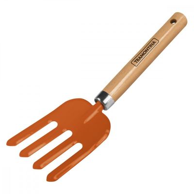 Garfo Metalico com 4 Dentes para Jardinagem Tramontina com Cabo de Madeira
