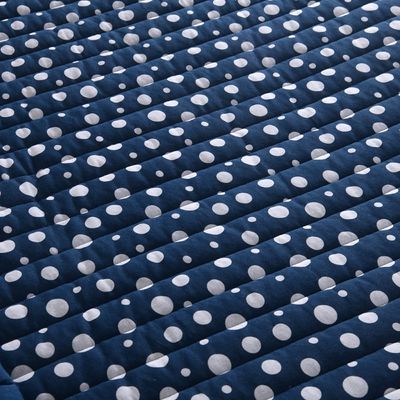 Kit Cobre Leito Colcha Polly Casal 3 Peças Malha 100% Algodão Estampa Bolinhas - Azul Marinho