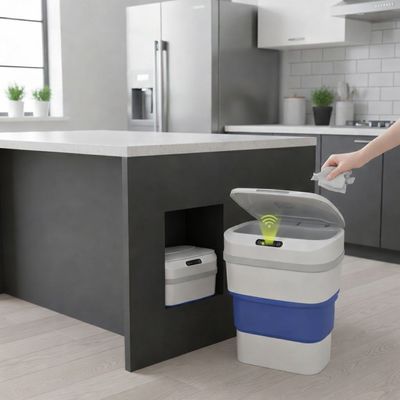 Lixeira Automática Dobrável com Sensor - Higiene e Praticidade para Casa e Escritór | Azul