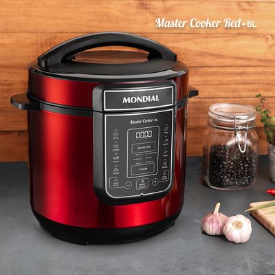 Panela de Pressão Elétrica 6L Mondial PE60 Vermelha 127V
