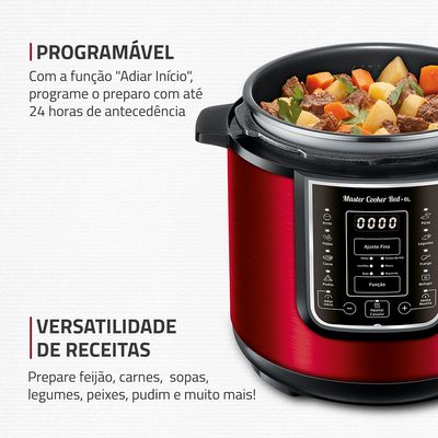 Panela de Pressão Elétrica 6L Mondial PE60 Vermelha 127V