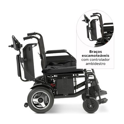 Cadeira de Rodas Motorizada Dobrável até 120 kg Assento de 48 cm D800 Dellamed Preto