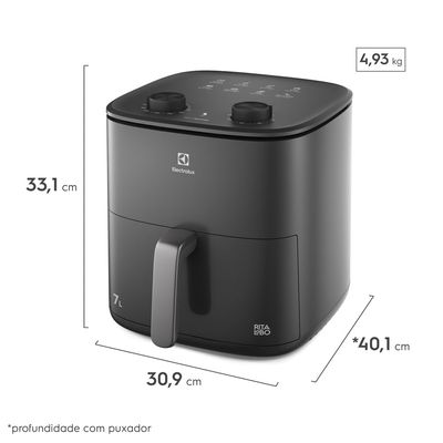 Air Fryer Electrolux por Rita Lobo 7L Preta Efficient 1700W (EAF70) 127V