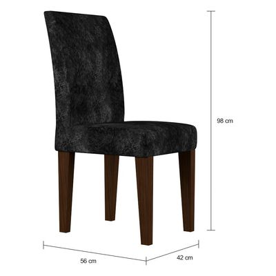 Conjunto de Mesa de Jantar Larissa II com Vidro e 6 Cadeiras Grécia Suede Castor e Preto
