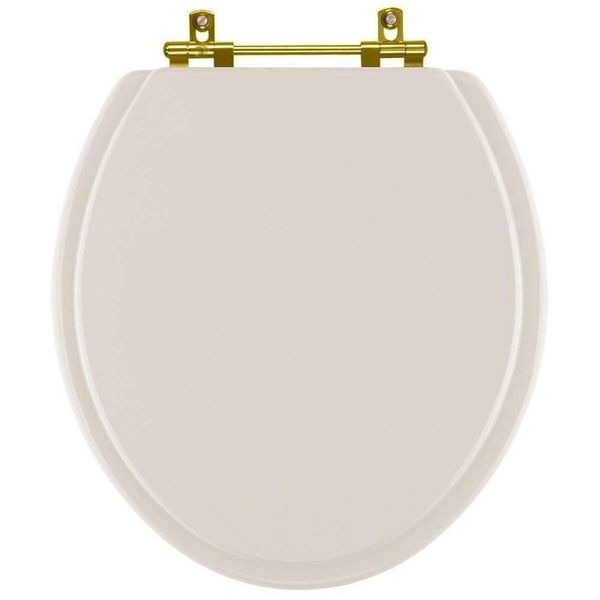 Assento Sanitário Convencional Oval Amendoa Para Vaso Deca Com Ferragem Dourada