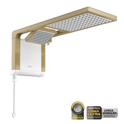 Chuveiro Acqua Duo Branco Matte Gold 220V 6800 Watts 7510166 Lorenzetti Chuveiro Acqua Duo