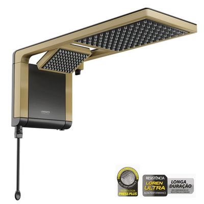 Chuveiro Acqua Duo Black Matte Gold 220V 7800 Watts 7510168 Lorenzetti Chuveiro Acqua Duo B