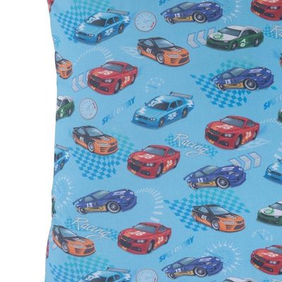 Capa De Almofada Decorativa Speed Car 1 Peça 100% Algodão - Turquesa