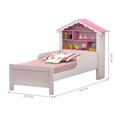 Cama Solteiro Carvalho Branco-rosa