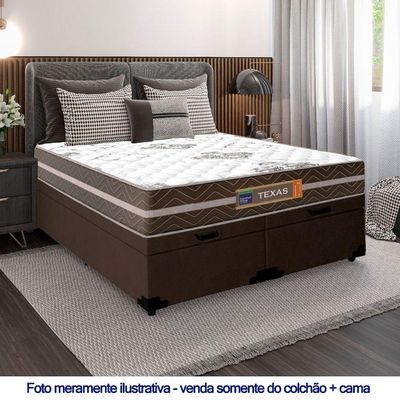 Cama Box Baú Casal Bipartido Suede + Colchão Molas Ensacadas Texas Prime Colchões 138cm
