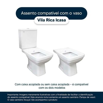Assento Sanitário Poliester Vila Rica Preto Para Vaso Icasa