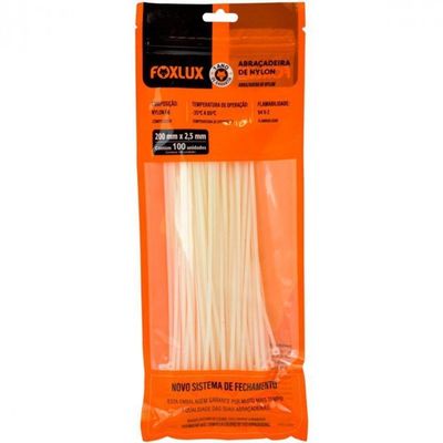Abraçadeira De Nylon Foxlux 200x2.5mm Branca 100un