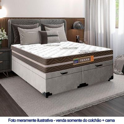 Cama Box Baú Casal Bipartido Suede + Colchão Molas Ensacadas Texas Prime Colchões 138cm