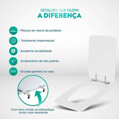 Assento Sanitário Poliester Vila Rica Preto Para Vaso Icasa