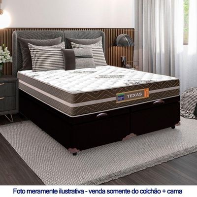Cama Box Baú Casal Bipartido Sintético + Colchão Molas Ensacadas Texas Prime Colchões 138cm