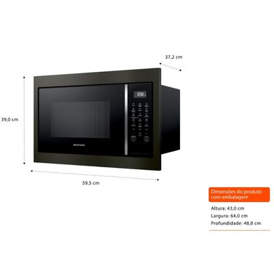 Microondas Brastemp de Embutir 32 Litros Eclipse com 18 Receitas Pré-Programadas Preto 220V BM146APBNA 220V