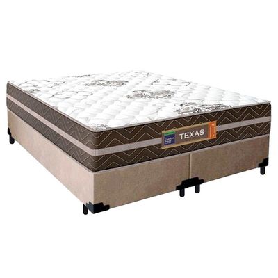 Cama Box Casal Bipartido Suede + Colchão Molas Ensacadas Texas Prime Colchões 138cm
