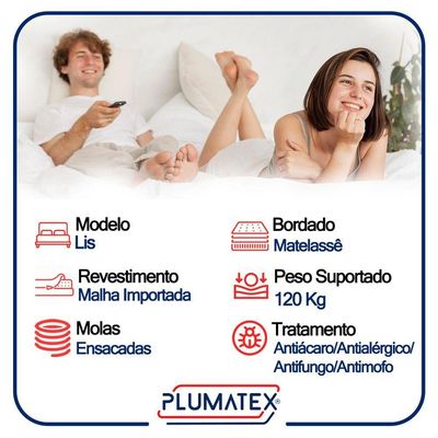 Cama Box Casal Bipartido Suede + Colchão Lis Molas Ensacadas Plumatex Marrom 138cm