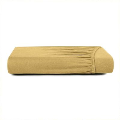 Lençol Com Elástico Solteiro Altenburg Malha Fio Penteado Amarelo Mostarda
