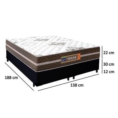 Cama Box Casal Bipartido Suede + Colchão Molas Ensacadas Texas Prime Colchões 138cm