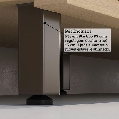 Paneleiro 2 Portas 100% Mdf Com Espaço Para Micro-ondas 70cm Carvalho-cinza Cristal