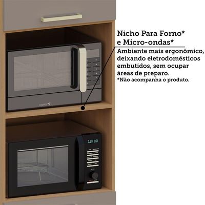 Paneleiro 3 Pts Espaço Micro-ondas 70cm Duna Luciane Móveis Freijó-cinammon