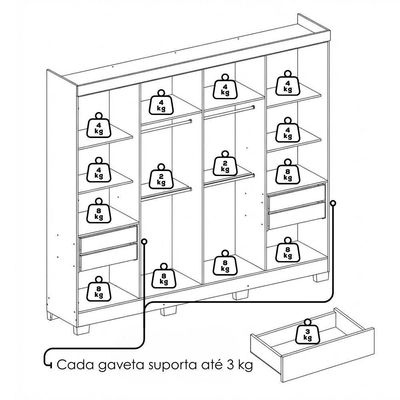 Guarda Roupa Casal Dubai 8 Portas 240 Cm Cinamomo Grafite Armoveis