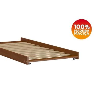 Beliche Madeira Maciça Com Cama Auxiliar 730x715ea Castanho Acetinado Marjori
