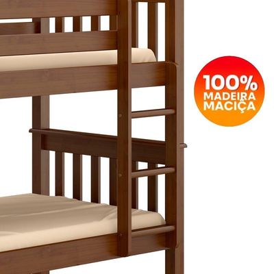 Beliche Madeira Maciça Com Cama Auxiliar 730x715ea Castanho Acetinado Marjori