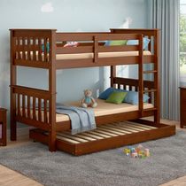 Beliche Madeira Maciça Com Cama Auxiliar 730x715ea Castanho Acetinado Marjori