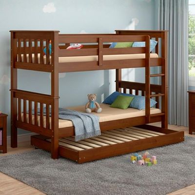 Beliche Madeira Maciça Com Cama Auxiliar 730x715ea Castanho Acetinado Marjori