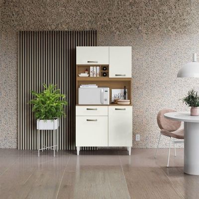 Kit Cozinha Compacta 4 Portas Malva Roma 91 Cm Atacama Off White Armoveis