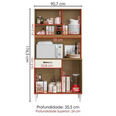 Kit Cozinha Compacta 4 Portas Malva Roma 91 Cm Atacama Off White Armoveis