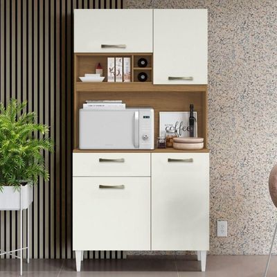 Kit Cozinha Compacta 4 Portas Malva Roma 91 Cm Atacama Off White Armoveis
