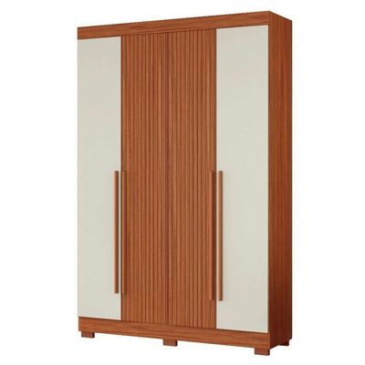 Guarda Roupa Solteiro 2030240 4 Portas 154 Cm Cinamomo Off White Ripado Armoveis