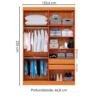 Guarda Roupa Solteiro 2030240 4 Portas 154 Cm Cinamomo Off White Ripado Armoveis