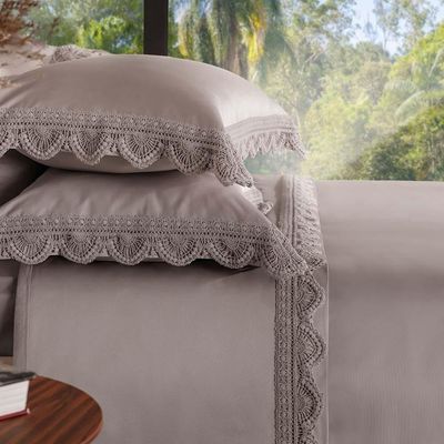 Jogo De Cama King Altenburg Haus Cetim 600 Fios Aura Cinza