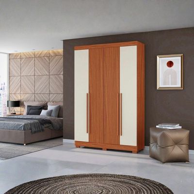 Guarda Roupa Solteiro 2030240 4 Portas 154 Cm Cinamomo Off White Ripado Armoveis