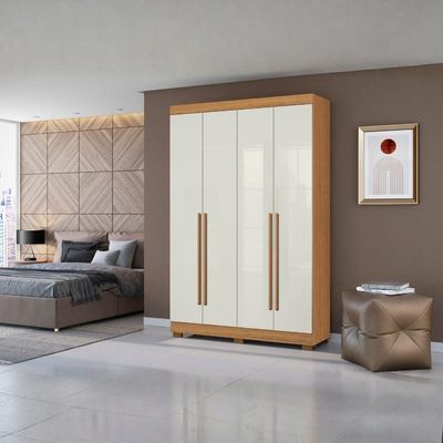 Guarda Roupa Solteiro 2030240 4 Portas 154 Cm Cinamomo Off White Armoveis