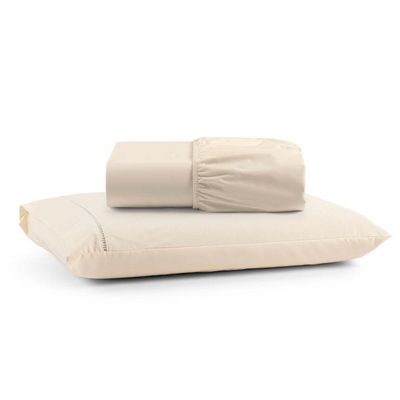 Jogo De Lençol Solteiro Premium Soft 600 Fios Micropercal Palha Ponto Palito Toque Macio 2 Peças