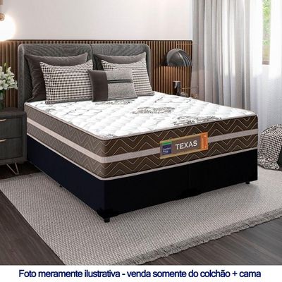 Cama Box Casal Bipartido Suede + Colchão Molas Ensacadas Texas Colchões 138x188x64cm Preto