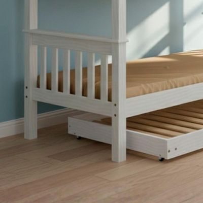Cama Auxiliar Solteiro Madeira Maciça 715b Branco Lavado Marjori Branco Lavado
